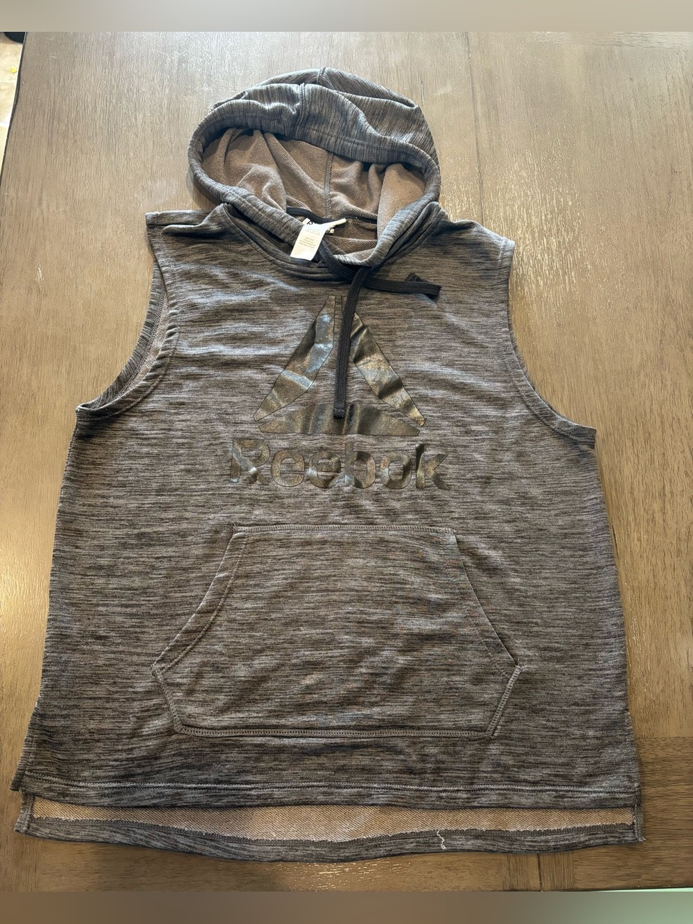 Reebok Gray Sleeveless Hoodie Vest with Front Pocket